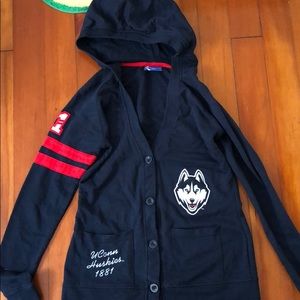 Hooded UConn University of Connecticut Cardigan